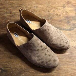 Cole Haan Perforated Suede Slip-Ons in Taupe
